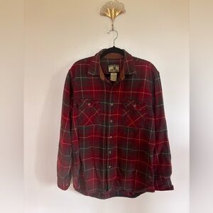 Field & Stream Plaid Flannel Shirt Corduroy Collar | L Tall